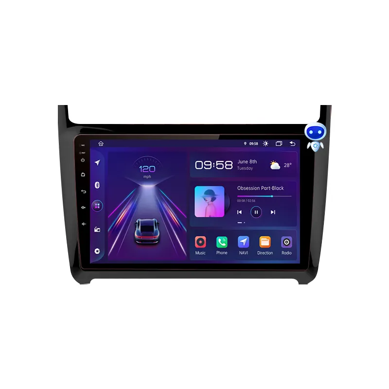 Autoradio 9 ", Android, Carplay, GPS, 4G, lecteur multimédia, dvd, 2 Din, avec écran, pour voiture VW/Volkswagen POLO, sedan (2008 à 2020)