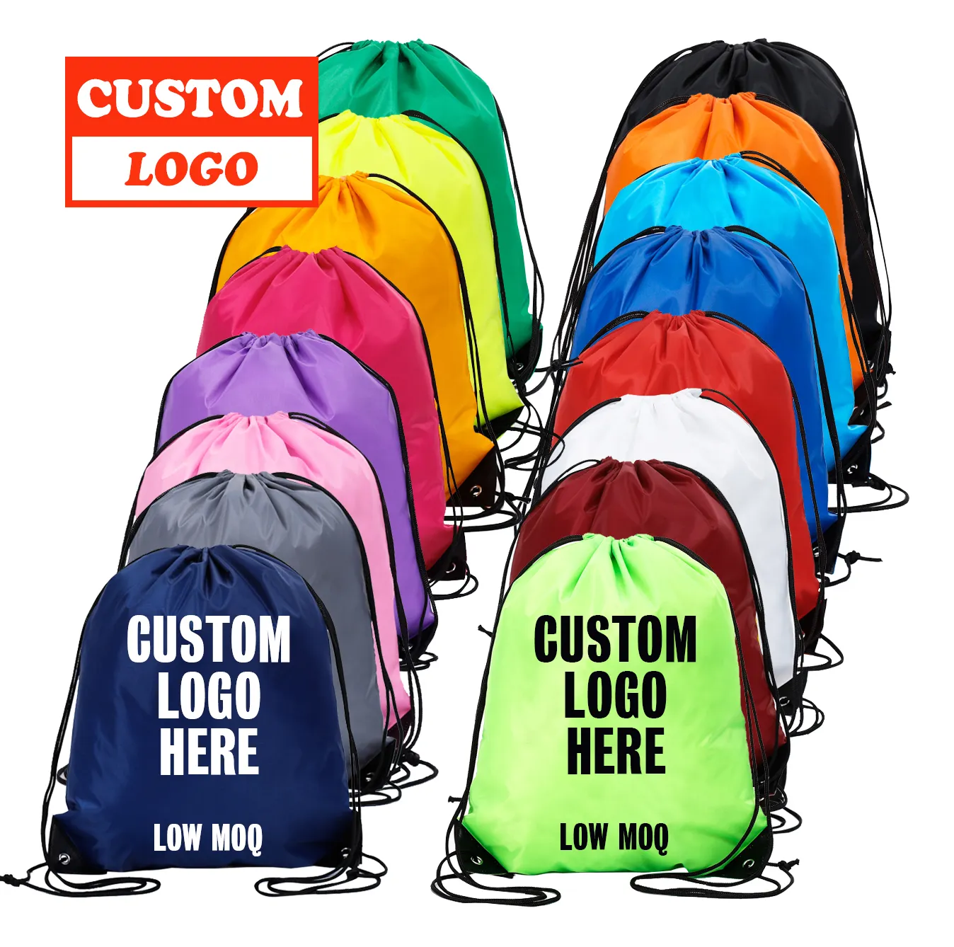 Fabriek Goedkope Prijs Polyester Boodschappentas Sport Promotionele Trekkoord Custom Drawstring Tas Met Logo