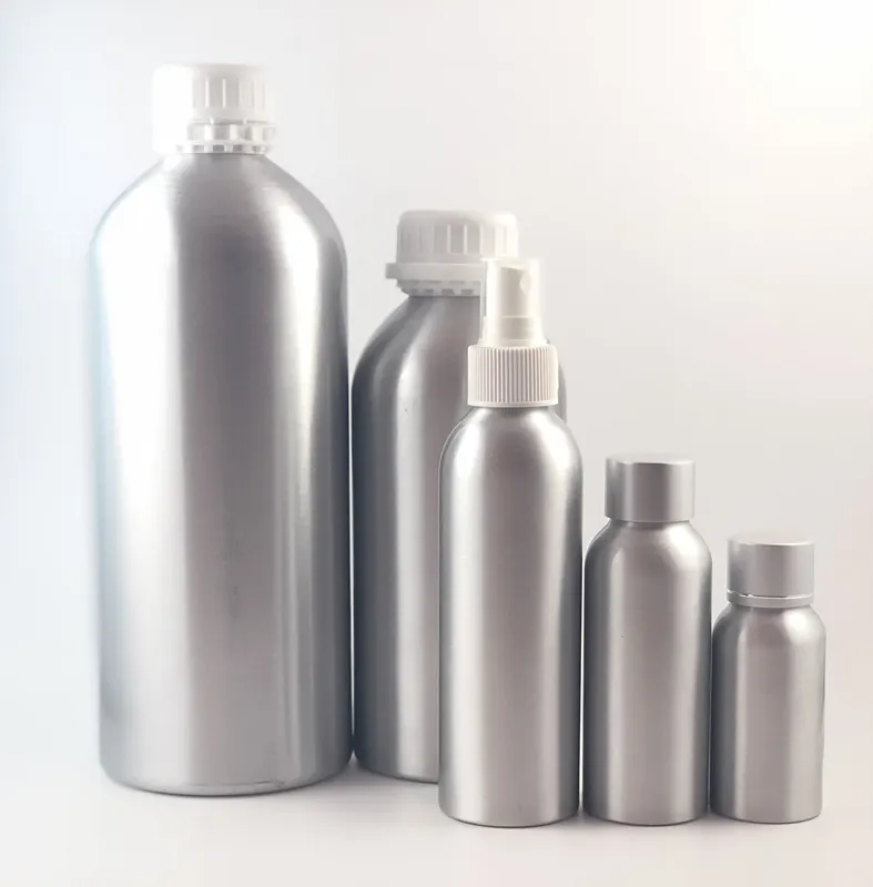 Botol Air Aluminium 1000Ml Botol Minyak Esensial dengan Penutup Plastik Anti-maling