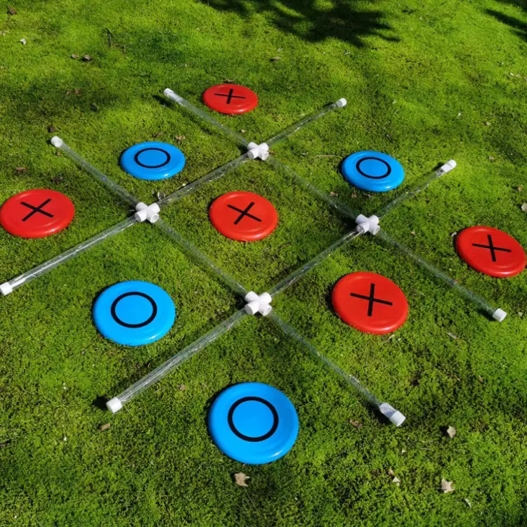 Tablero clásico que brilla en el patio oscuro Anillo inflable al aire libre Juegos de lanzamiento Niños Tic Tac Toe L con luz LED y bolsa de arena