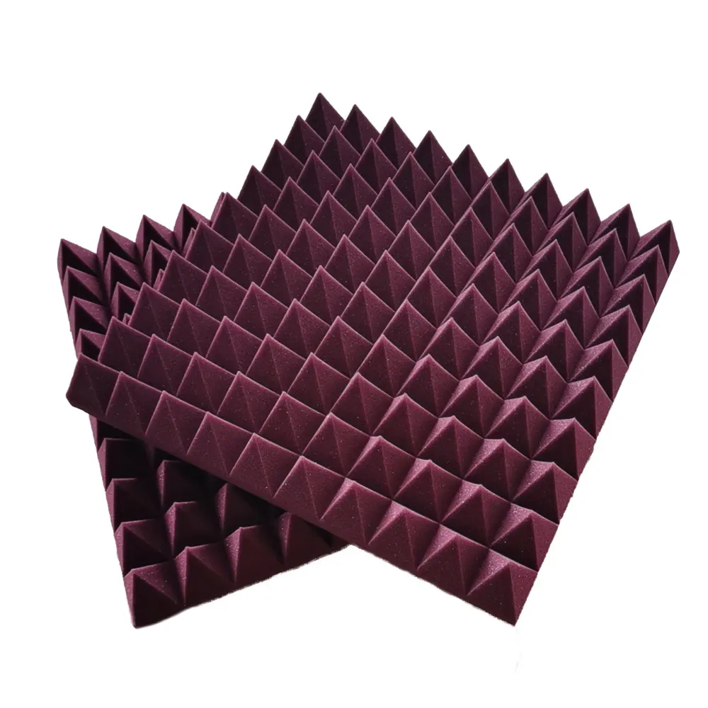 Звукоизолирующие звукопоглощающие звукоизоляционные настенные Звукоизолированные Звукоизолирующие стенные стальные пирамидальные поролоновые акустические панели бордового цвета