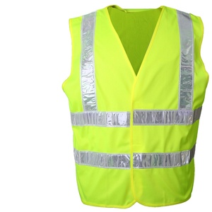 Polyester mesh ademend sterk reflecterende groen veiligheid <span class=keywords><strong>vest</strong></span> jas met zakken