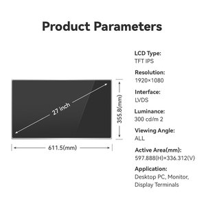 Pantalla TFT LCD de interfaz LVDS de alto brillo de 27 pulgadas, monitor de alta calidad y módulo de Smart TV, módulos TFT LCD