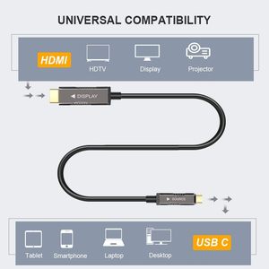 CableCreation 3.1 USB tip C HDMI 32ft/10M Fiber optik kablo 5mm dış 4K bilgisayar ev sineması için ses Video PVC örgü - Product Image 6