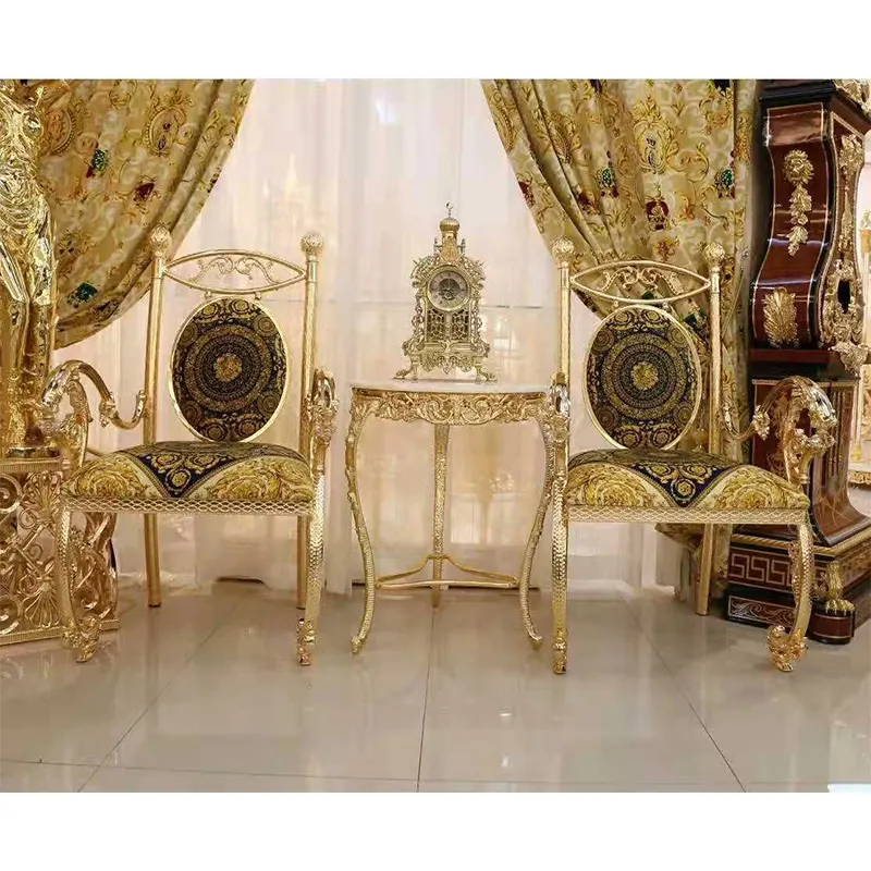 Nieuw Design Arabische Klassieke Gouden Echt Lederen Waittingroom Salontafel Set Gegoten Koperen Woonkamerstoel Met Vrijetijdsstijl