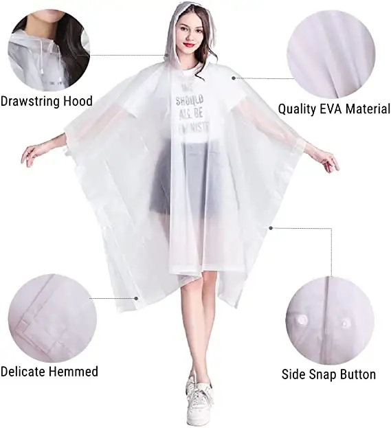 Raincoat EVA Rain Coats Poncho De Chuva Impermeável Reutilizável Unisex Homens Mulheres Long Rain poncho Claro