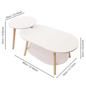 Modern Coffee <strong>Table</strong> 2 in 1 Combination Set <strong>Nested</strong> Sofa Side and <strong>End</strong> <strong>Table</strong> - Product Image 2