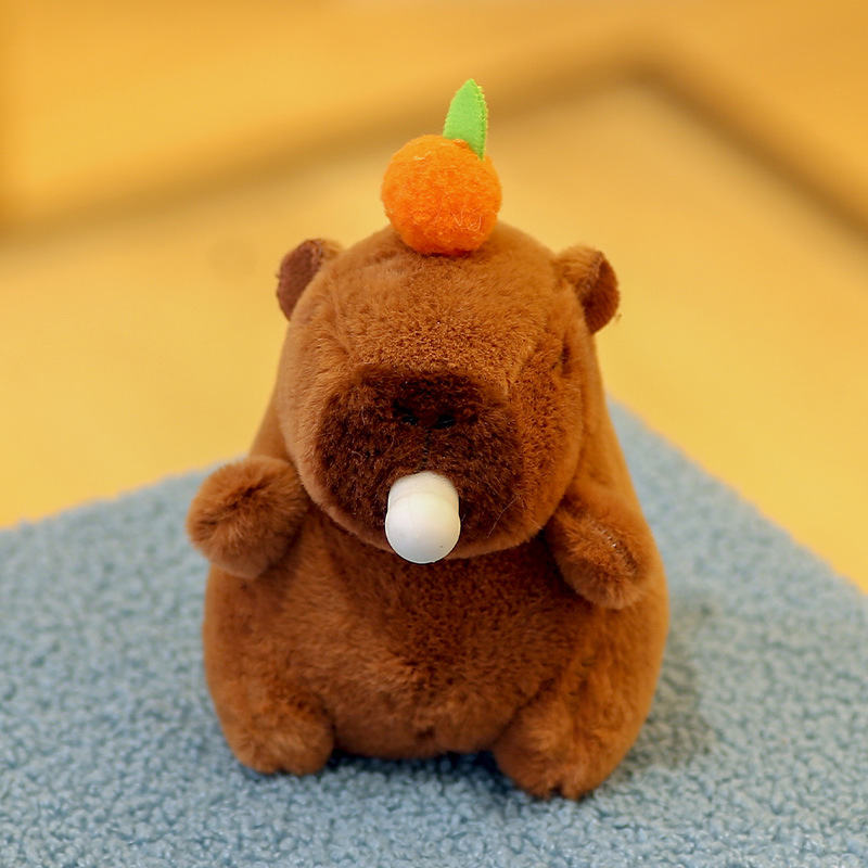 Burbuja de saliva (caqui de peluche)-12cm-marrón-naranja