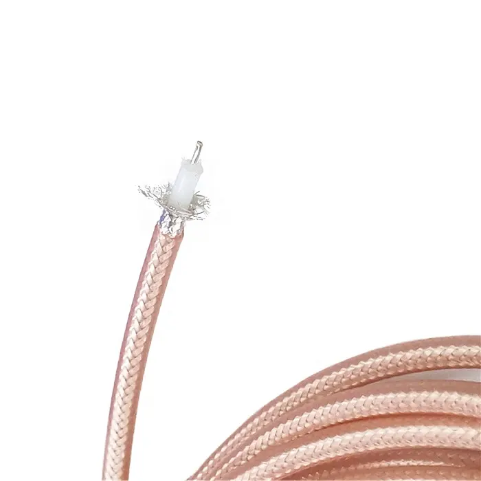 Cable de comunicación coaxial de doble escudo, aislamiento de alta temperatura y alta frecuencia, 50 ohm, RG303, FEP