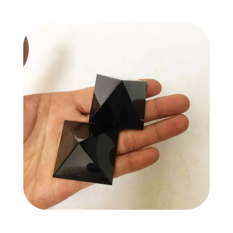 Di cristallo di alta qualità di ossidiana 5cm intaglio guarigione gemma di meditazione naturale nero ossidiana piramide torre per fengshui