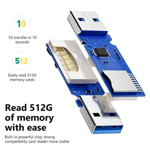 2合1高速usb 3.0 2.0微型tf卡读卡器适配器数据传输高达5gbps兼容倍数适用于电脑笔记本电脑 - Product Image 4