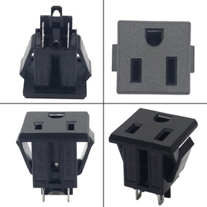 เต้ารับติดแผงปลั๊กไฟฟ้าแบบสแนปอินชนิด US ขนาด110V AC US เต้ารับไฟฟ้าแบบ3P 125V 15A สีดำ - Product Image 6