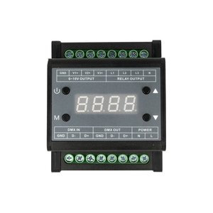 DINレール接続LED調光器DMX512 ~ 0-10V 4チャンネル12V 300W最大負荷制御ユニット - Product Image 1