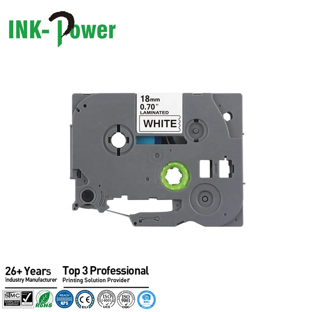 Fita de etiqueta laminada preto no branco, fita de rótulo para impressora brother 18mm compatível com Tze-241 tze241 tztze 241 Tz-241 tz241