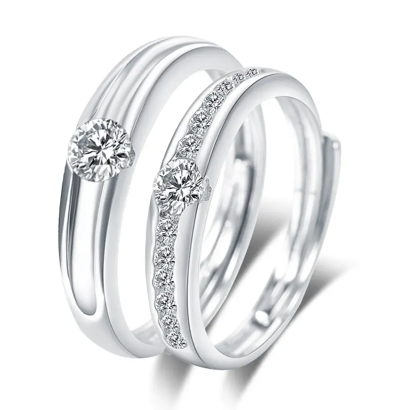 Micro pavimenta cubic zirconia solitaire all'estero produttore di gioielli di San Valentino di nozze anello di fidanzamento per la coppia