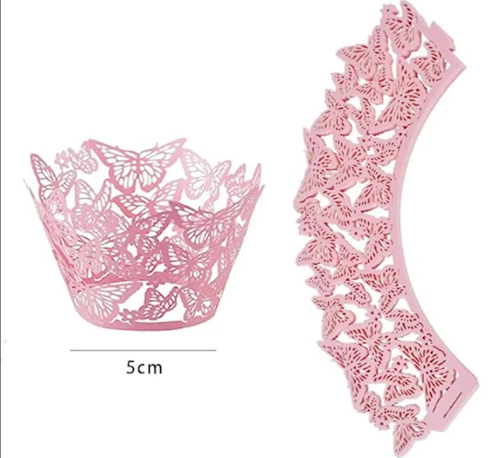 Laser Cut Pink Butterfly Hollow Paper Cupcake Wrappers For Wedding Birthday Party Wholesale