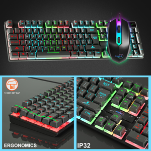 RGB Backlit Ergonomic Gaming <strong>Keyboard</strong> <strong>Mouse</strong> Set Membrane Operation Style Numeric Projection Design USB Interface for Desktop <strong>Use</strong> - Product Image 4
