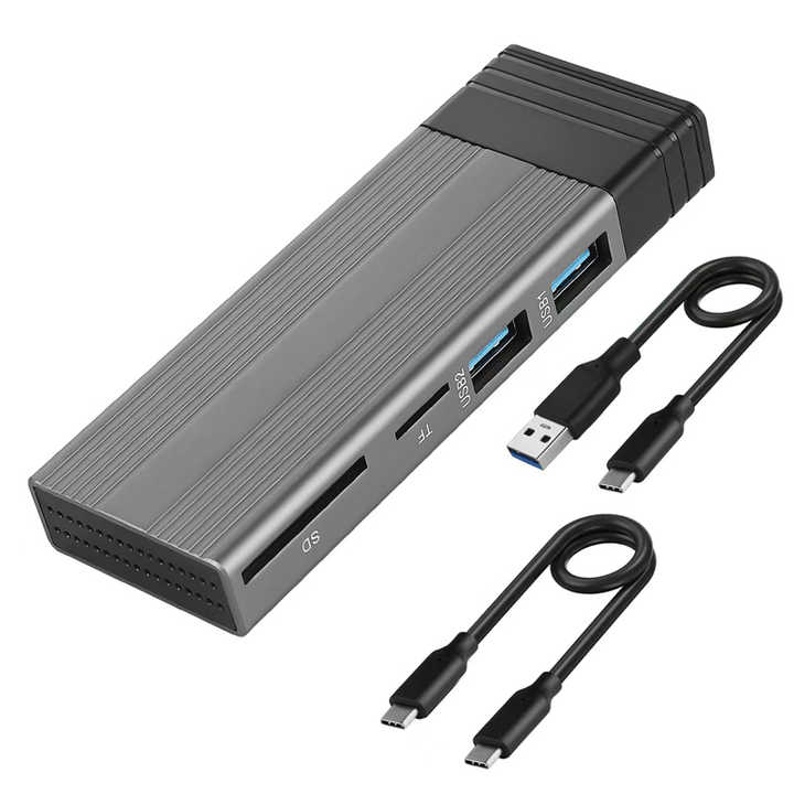 M.2 NVMe Mobile Hard Disk 5-in-1 USB 3.0 + Card Reader Docking Station Type-C Expansion Box for SSD in Stock