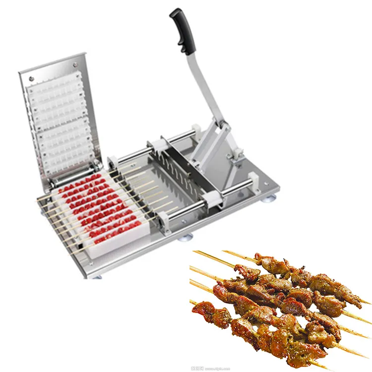 Preiswerter Edelstahl manuelle Mutton Kebab Maschine hausgemachte Satay-Skewer-Maschine