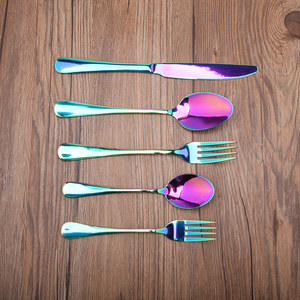 Low MOQ 20 Piece Stainless Steel Multicolor Titanium Colorful Plated <strong>Flatware</strong> Set with Colorful Cutlery Set Service for 4 - Product Image 4