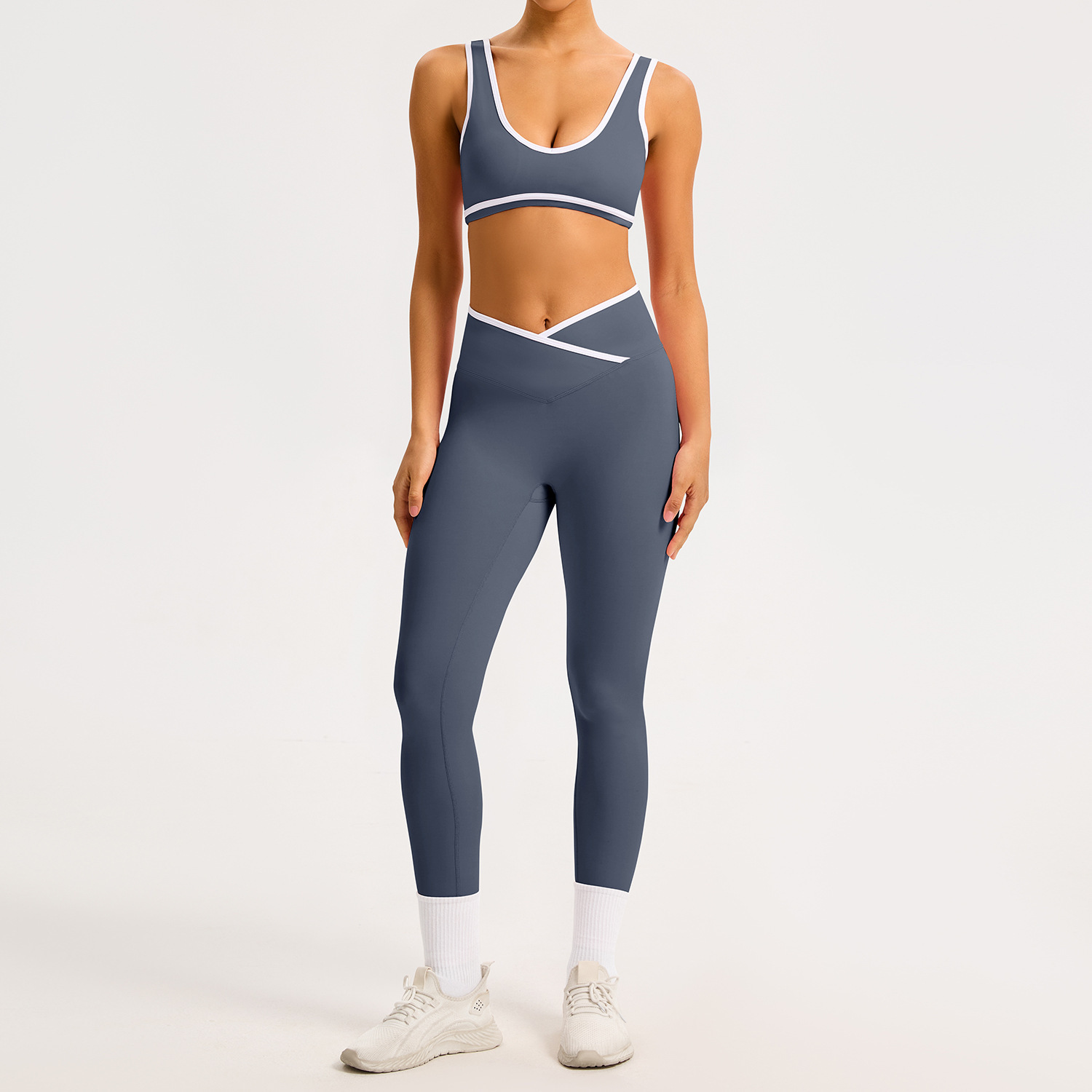 leggings + bra slate blue