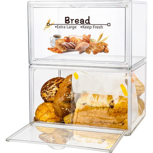 <span class=keywords><strong>Stackable</strong></span> bánh mì thủ môn hộp lớn <span class=keywords><strong>Acrylic</strong></span> thực phẩm lưu trữ container rõ ràng nhựa hộp bánh mì cho nhà bếp Countertop - Product Image 2