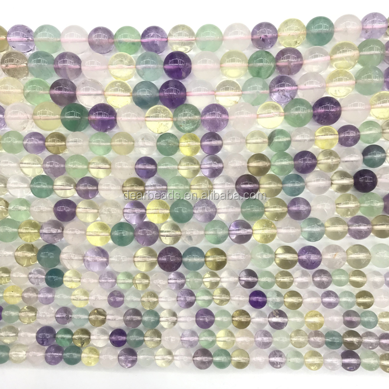 Fluorite mélangée, améthyste, quartz rose et citrine