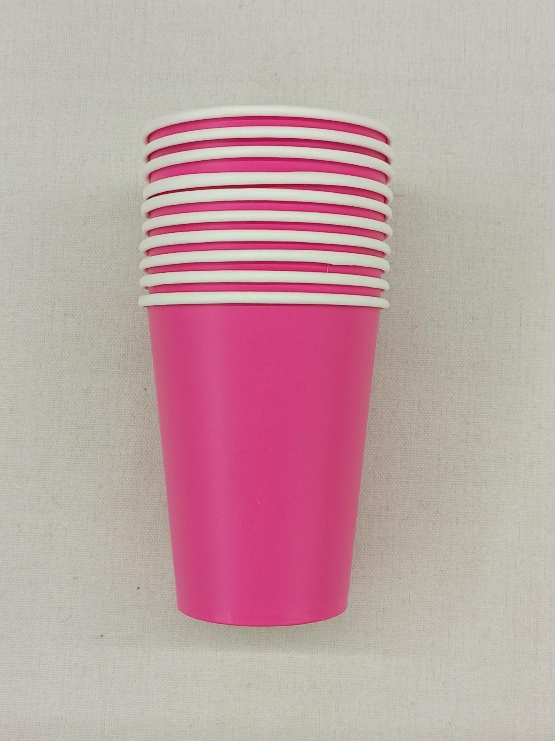 Vaso de papel rosa fuerte de 9 oz * 10 piezas