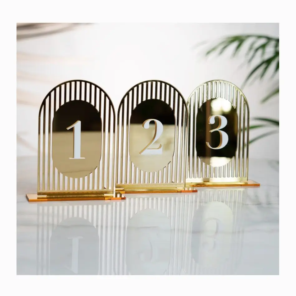 Numéros de table en acrylique, argent, noir, blanc, décoration de table de mariage, décoration de fête, numéros de table en or