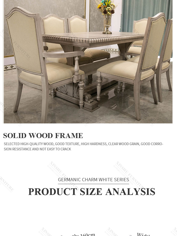 American Light Luxury High-end Table French Rectangular 6-Person Family Large Family 2021 New Solid Wood Dining Table