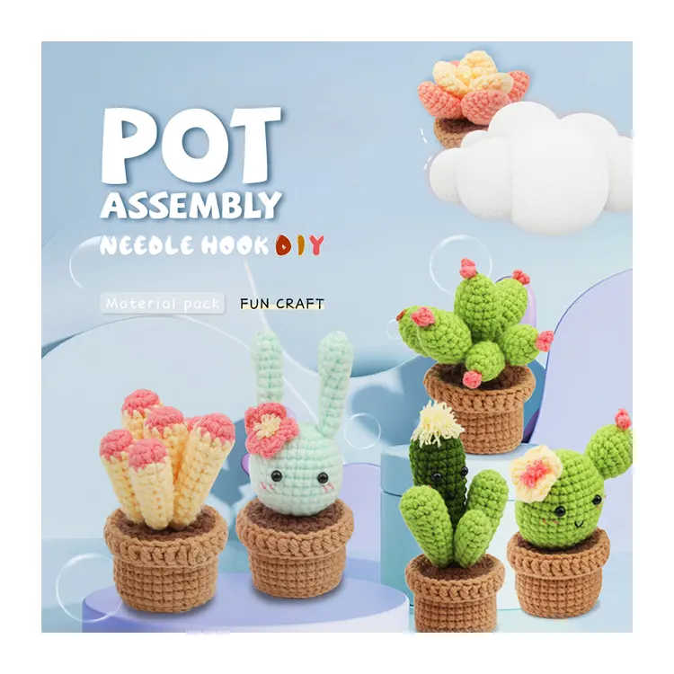 Yilan kit pemula crochet kit tema botani desain baru rajutan DIY untuk kit pemula