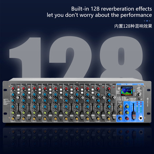 Mezclador de Audio profesional de 12 canales con efecto de reverberación 128DSP, interfaz Usb para Karaoke en casa, consola mezcladora de gabinete 3U - Product Image 4