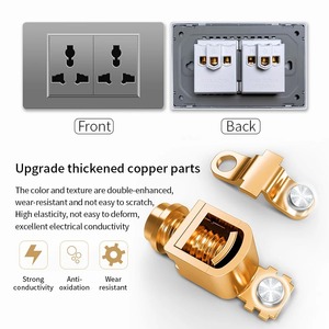美国墨西哥壁灯开关插座5V 2.1A USB c型充电器插头，金色玻璃面板美国标准电源插座