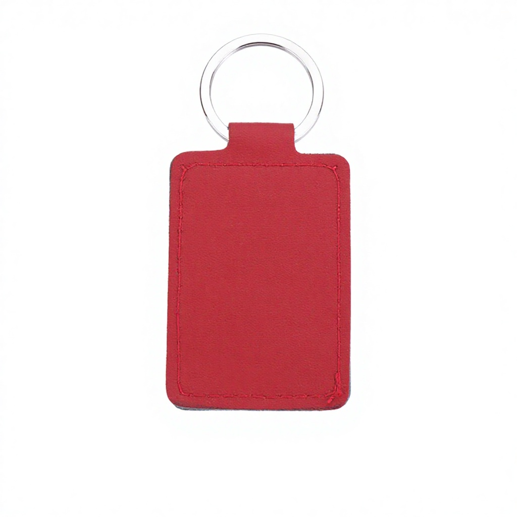 Llavero rectangular de cuero pu-rojo