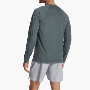 Özel ter emme uzun kollu T Shirt egzersiz kıyafeti Raglan koşu hızlı kuru erkek performans spor gömlek erkek gömlek