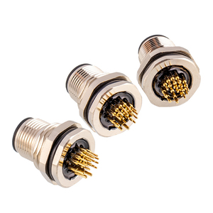 CAZNM14オスメスPCBソケット18ピン接続フロントバックリアマウントM14パネルメタル円形コネクタネジ山M17