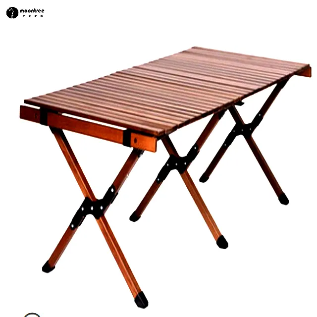 Pequeño y moderno ligero plegable portátil plegable al aire libre superior de madera rollo Picnic mesa de Camping