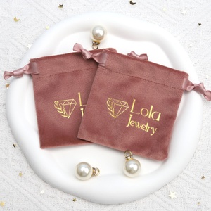 Custom Screen Printed Velvet Jewelry Bag Drawstring Pouch Small Gift Perfume Storage Velvet Bag - Product Image 5