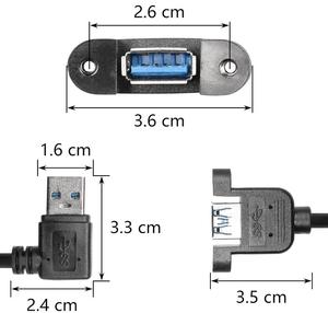5Gbps CABLETOLINK 90 Degree Right Angle <strong>USB</strong> 3.0 Male to Female with Screw Hole Panel Mount for Data Transferring(L/<strong>R</strong>) - Product Image 5