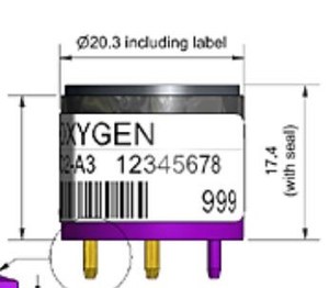 Sensor de oxígeno Alphasense O2, O2-A3 para detección de seguridad Industrial, 3 años de duración - Product Image 2