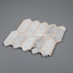 Centurymosaic đá cẩm thạch nhà bếp backsplash Gạch <span class=keywords><strong>Mosaic</strong></span> dài hình lục giác màu trắng màu be phòng tắm Gạch <span class=keywords><strong>Mosaic</strong></span> cho trang trí nội thất - Product Image 2