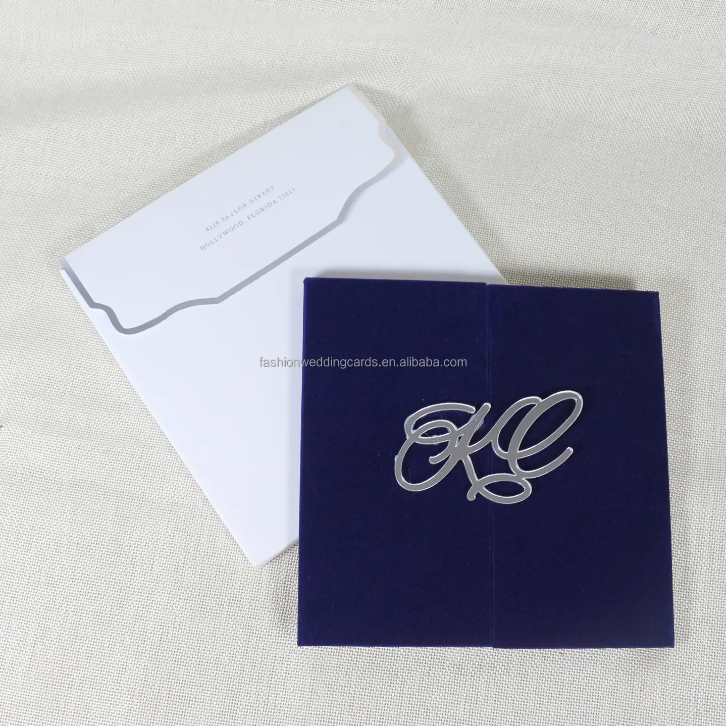 DIY Ideas boda acrílico transparente invitaciones hoja de plata con sobres de papel de lujo hecho a mano terciopelo Tapa dura tarjetas de invitación