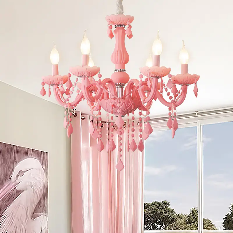 Hight quality large european pink Princess room beauty salon traditional maria theresa crystal chandelier