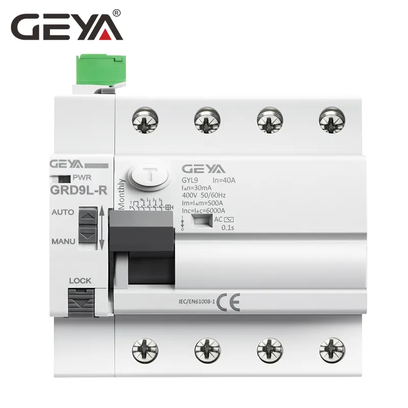 GEYA-reinicio automático rccb mcb, 4 pole, 32 amp, elcb, Reconectador, dispositivo de corriente residual, rcd