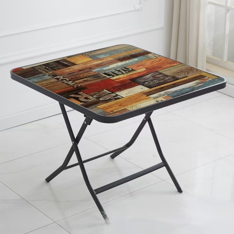 Square table, checkered floor