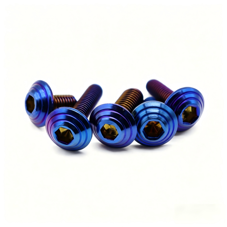 Quatre vis bleues électroplaquées.