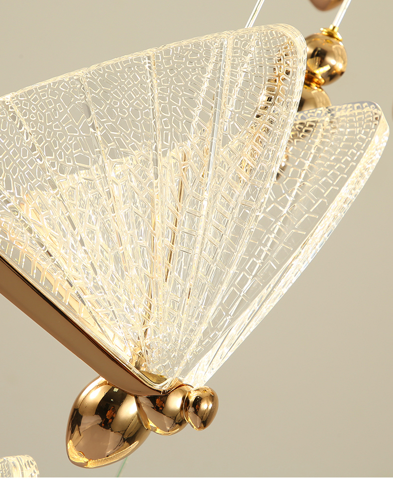 2021 New design morden Luxury restaurant Spiral staircase Duplex floor Butterfly LED pendant light