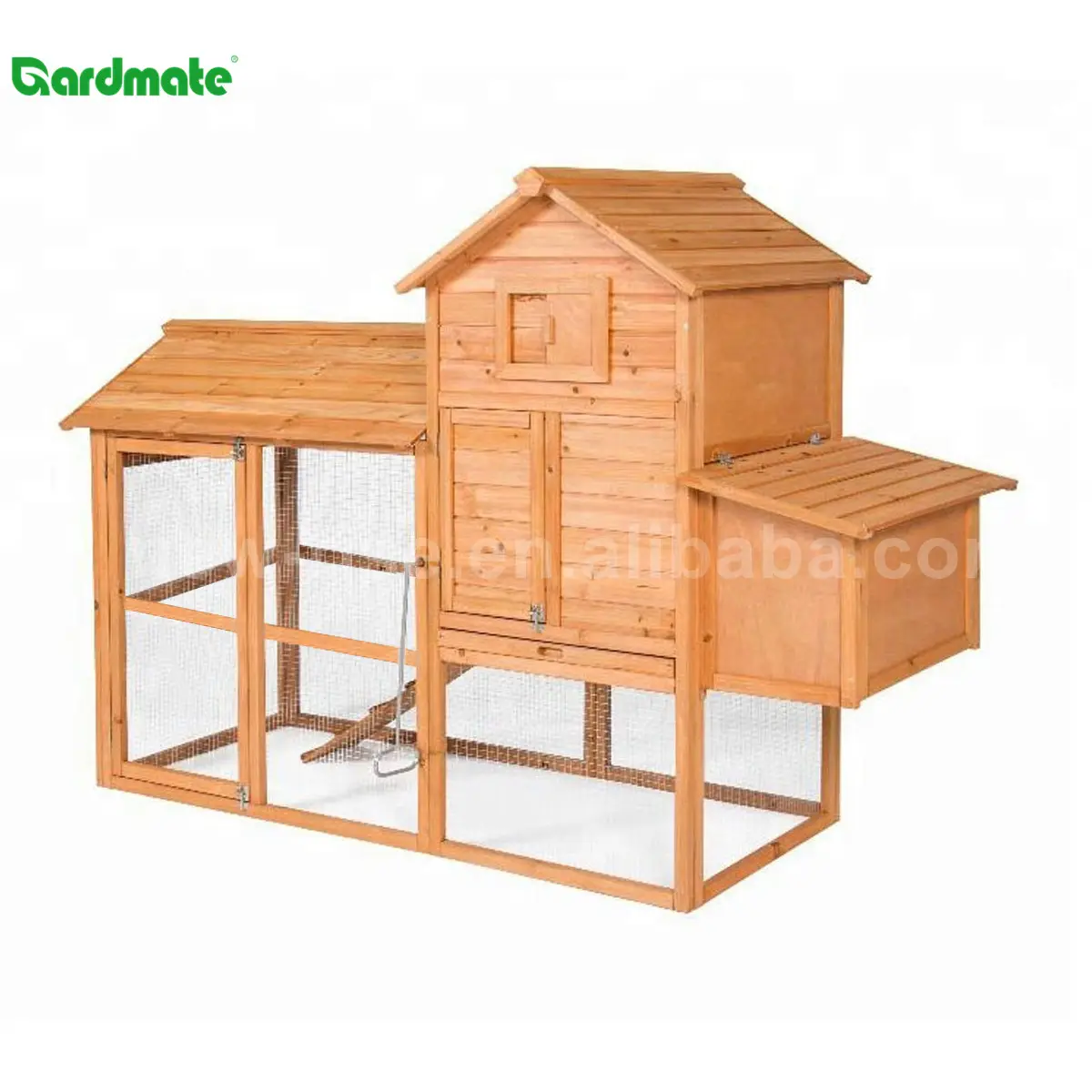 Casa de Campo de madera Natural para exteriores, gallinero, jaula de conejo con techo de madera