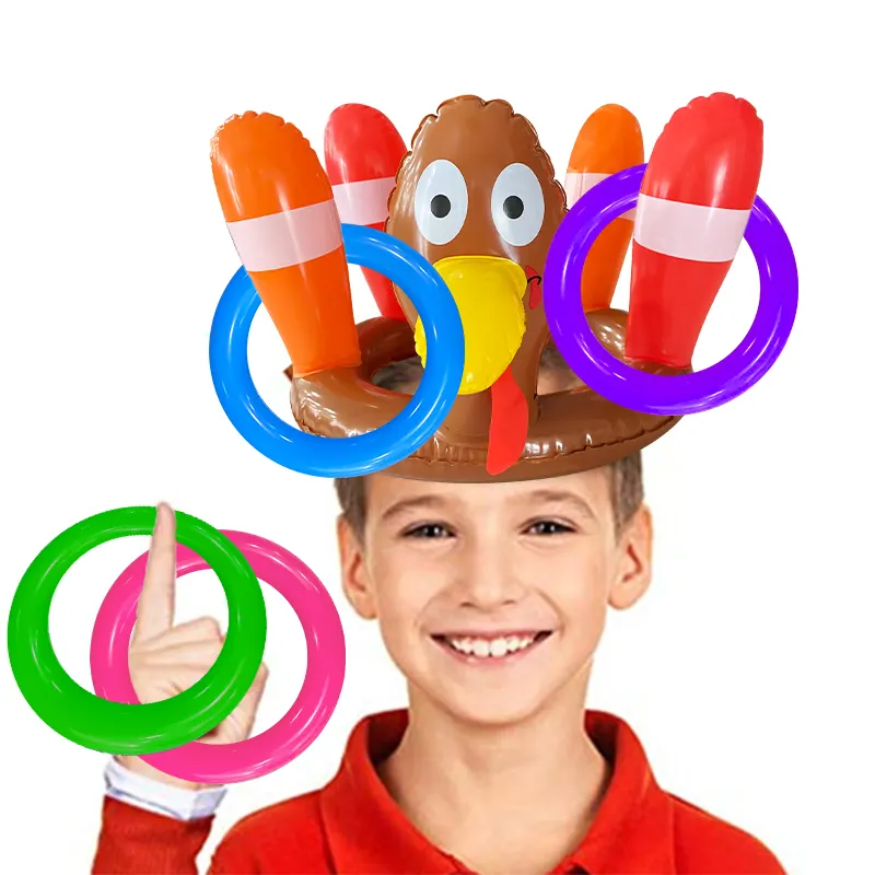 Надувные шляпы индейки, игры, броски, День благодарения, вечеринка, украшения, вечеринка, игра, День благодарения, кольцо, игры, игрушки для детей