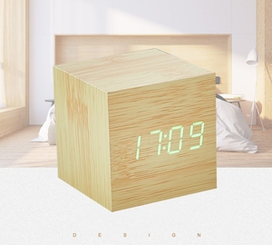 Led-Alarm hölzerne digitale Tischuhr Sprachsteuerung 3D-Led-Uhr USB-betriebene elektronische digitale analog-digitalläuchte - Product Image 4
